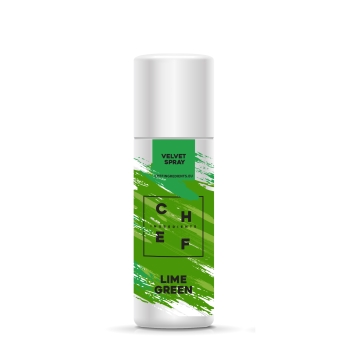 VELVET SPRAY LIME GREEN 250 ml - Chef ingredients. Zamsz w sprayu cukierniczy, lemonkowy, barwnik zielony do dekoracji tortów itp